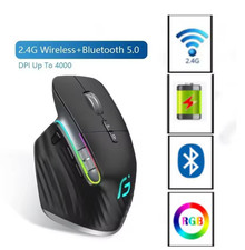 Bluetooth 2.4G Wireless Mouse Rechargeable 12 Colors RGB LED Gaming Mouse