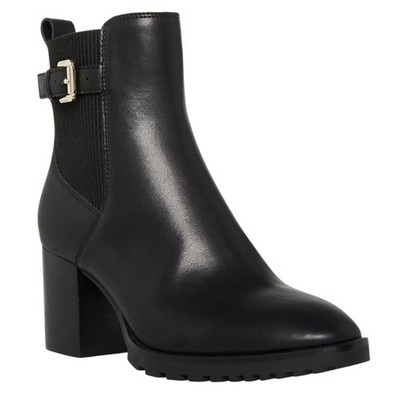 Aqua College Women's Leather Waterproof Triston Buckled Booties Black Size 8