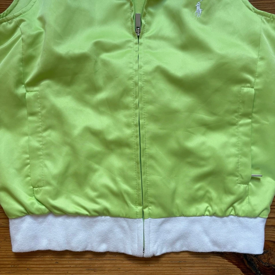 Ralph Lauren Golf lime green white pony accent full zip polyester vest SIZE S Foto 3 de 4