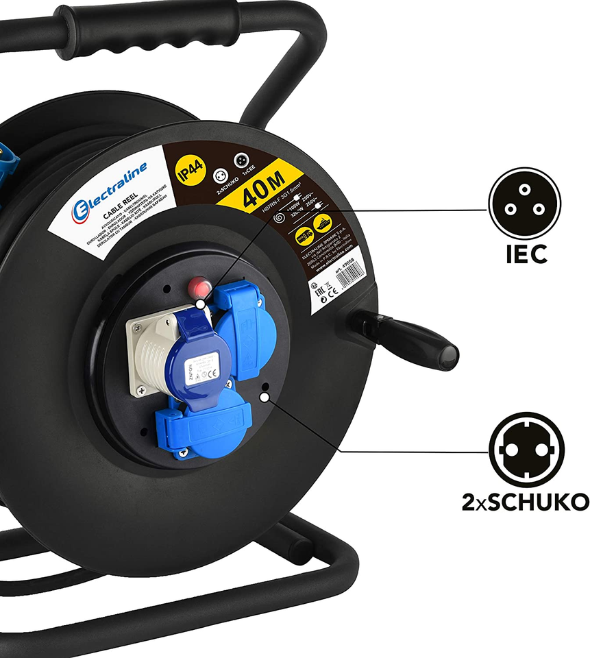 Prolunga Elettrica 25 Metri Brennenstuhl Con Avvolgicavo - 4 Prese Universali, Cavo H05VV-F 3G1,5, Per Esterno