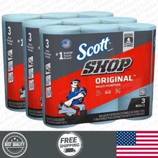 Blue Shop Towel Cleaning Wipes 3-Pack , Bundle of 9 Rolls