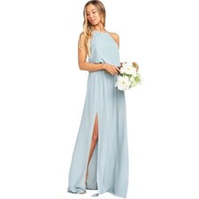 Show Me Your Mumu Dress Large In Silver Sage Crisp Bridesmaid Heather Halter NWT