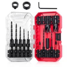 15PCS Countersink Drill Bit Set, Woodworking Tapered Drill Bits, Plug Cutter,...