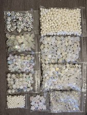 Plastic Beads Round Oval White Iridescent Glossy Pearl Loose Jewelry Making