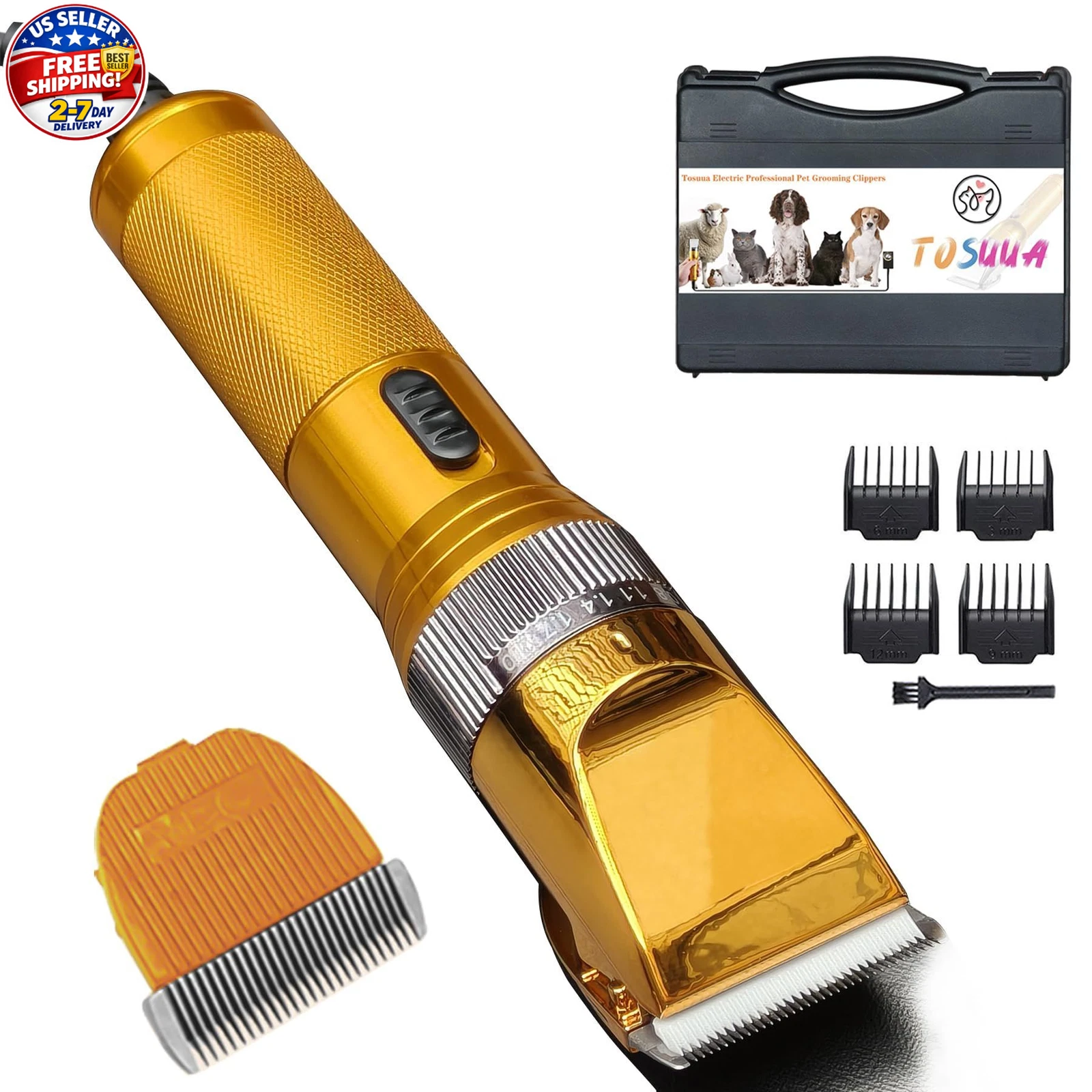 Heavy Duty Pet Grooming Clippers, Powerful 36V Motor for Thick Coats, Gold
Opens in a new window or