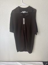 DKNY Men  s Cafe Brown Grid Sweater Shirt M Button-Up NWT  Designer Casual