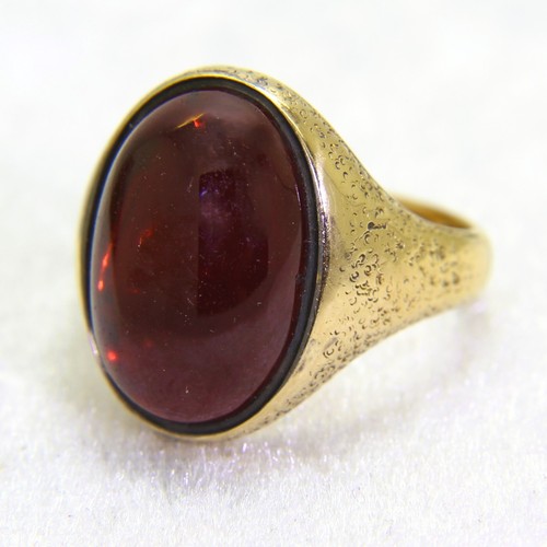 Victorian 1859 Foil Backed Garnet Carbuncle 18ct Yellow Gold Signet Ring N 1/2~7 - Picture 3 of 11