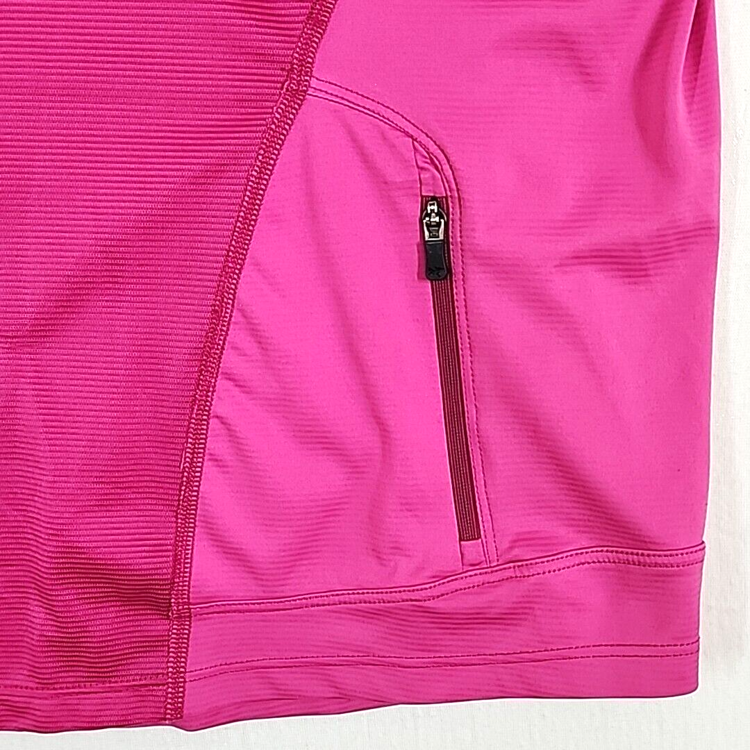 ARC'TERYX Arc’teryx T Shirt Scollo V Donna Grande Rosa Performance Manica Corta Zip Tasca