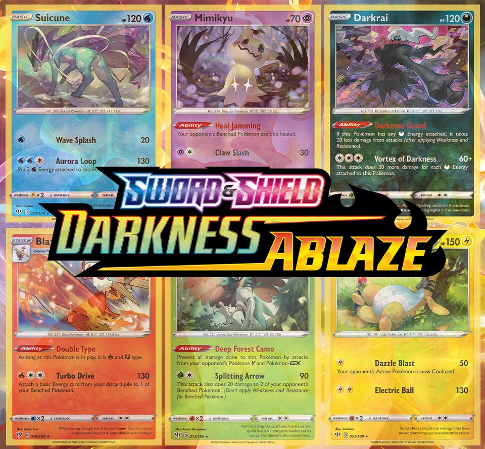 Pokemon TCG SWSH Darkness Ablaze | Choose Your Card | Reverse Holo/Holo | NM