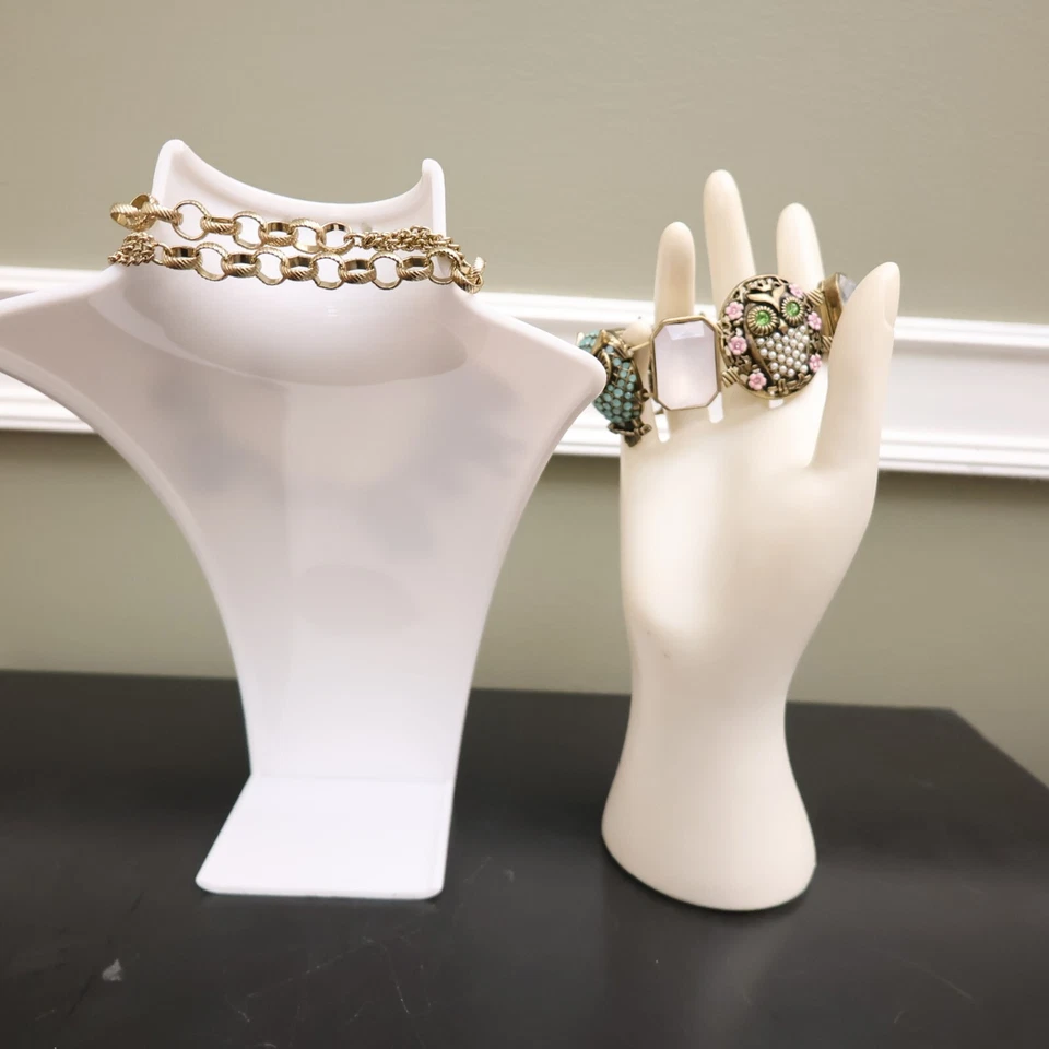 Betsey Johnson jewelry set Critters necklace bracelet owls cat frog goldtone - Image 4 of 4