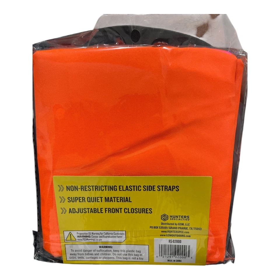 Hunter's Specialties Safety Vest Blaze Orange Quiet Non Restricting Adjustable - Image 2 of 2