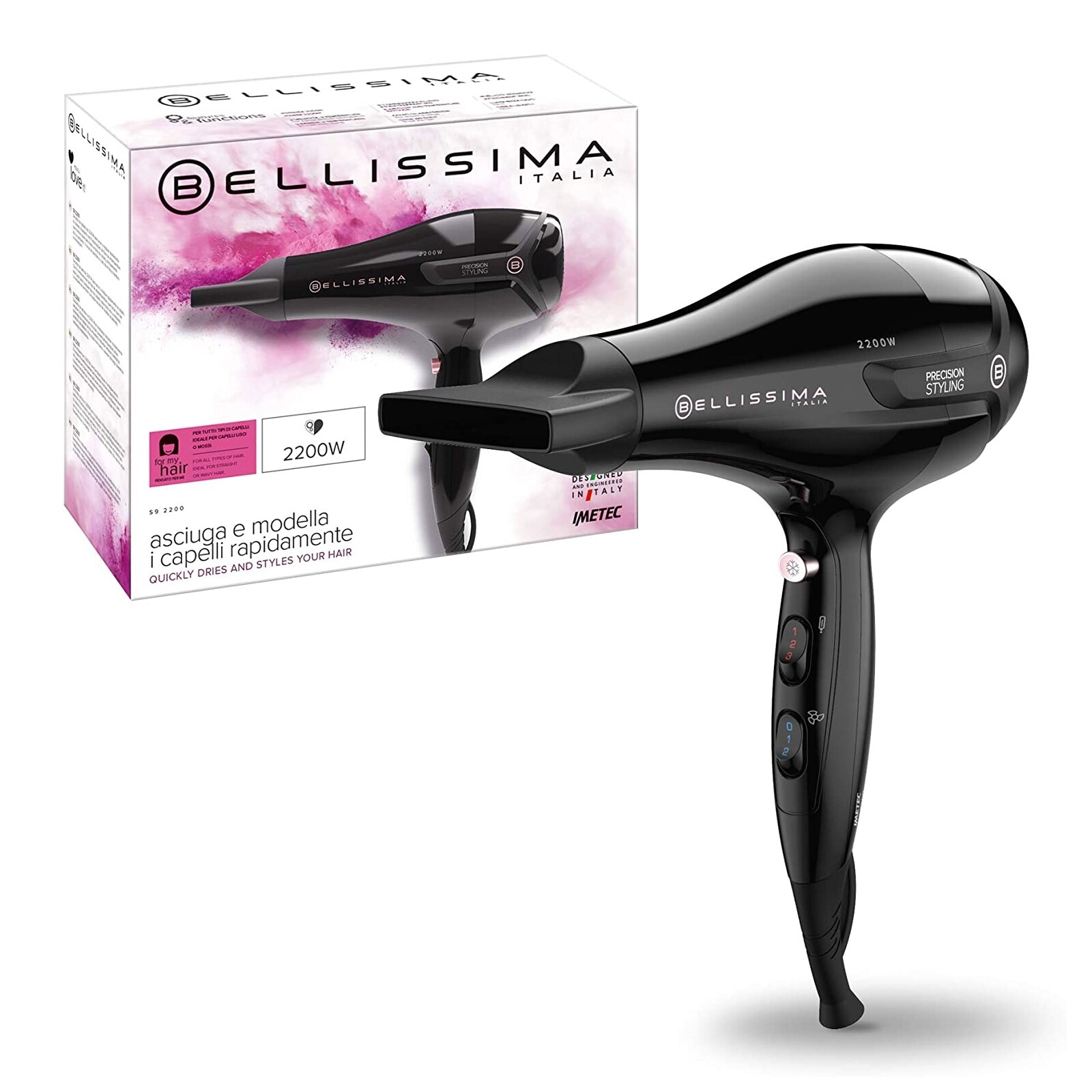 IMETEC BELLISSIMA ASCIUGACAPELLI PROFESSIONALE S9 2200WATT CAPELLI LISCI E MOSSI