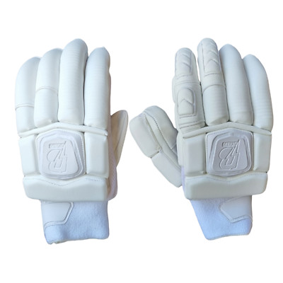 Blitz Pro weiße Cricket-Schlaghandschuhe Wurst Fingerleder Herren klein/Standard
