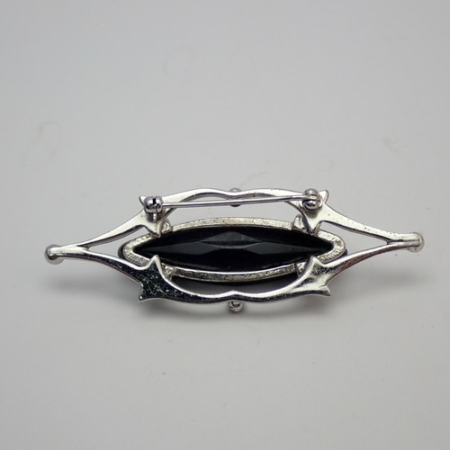 Coppia di 2 spille vintage placcate oro e argento in ematite e diaspro - Foto 5 di 11
