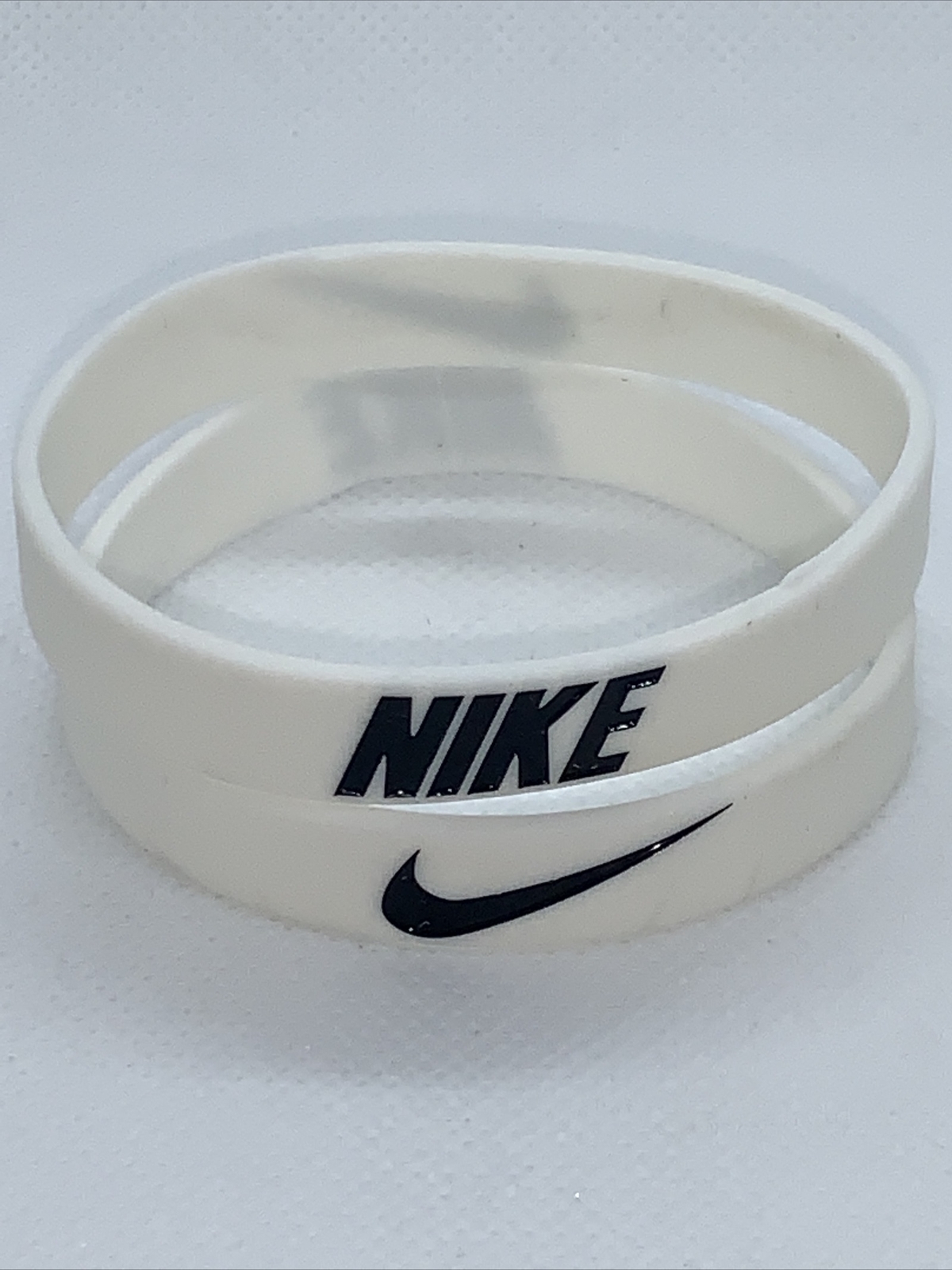 Fashion Sports Wristbands White with Black Letters. Set Of 2.