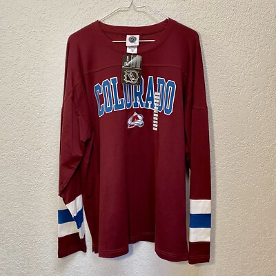 Colorado Avalanche Shirt Men's Large Burgundy NHL Hockey Long