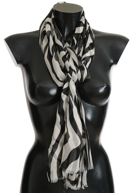 Dolce & Gabbana Scarf 100 Silk Black White Zebra Print 70cm X 200cm for sale online | eBay