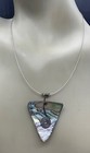 ARTISAN STERLING SILVER ABALONE SHELL SPIRAL PENDANT WIRE COLLAR NECKLACE