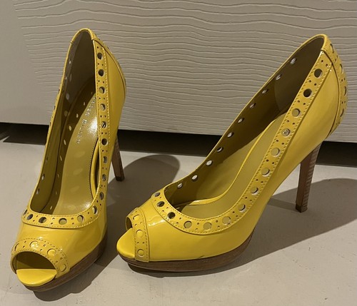 Leather Karen millen High Heels In Yellow Colour