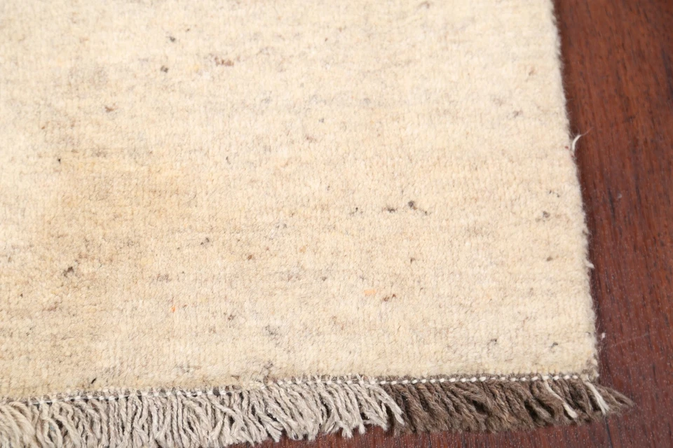 Ivory Solid Gabbeh Oriental Area Rug Wool Hand-Knotted Modern Carpet 3'x4' - Image 4 of 4