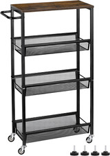 Slim Storage Cart, 4 Tier Rolling Kitchen Shelving Unit on Wheels Mobile Narrow