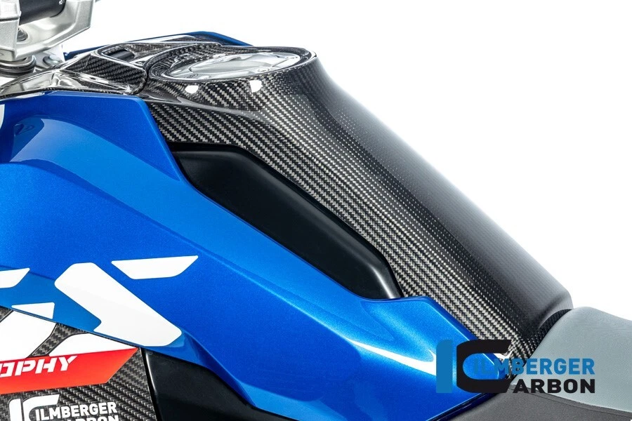 BMW R1300GS 2023 23 Ilmberger Brillo Fibra Carbono Tanque Cubierta Compartimento de Almacenamiento Foto 3 de 4