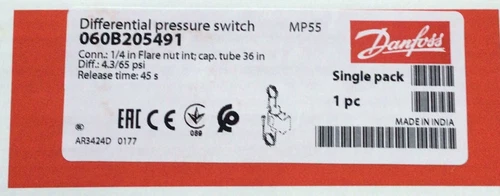 DANFOSS 060B205491 MP55 OIL DIFFERENTIAL SWITCH 36 INCH CAP 45S DELAY