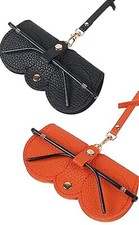 Soft Leather Sunglasses Case Glasses Holder Pouch with Wrist Strap, Set Of 4