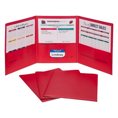 C-Line 3-Pocket Portfolio Folder Red Box of 24 (CLI33944)
