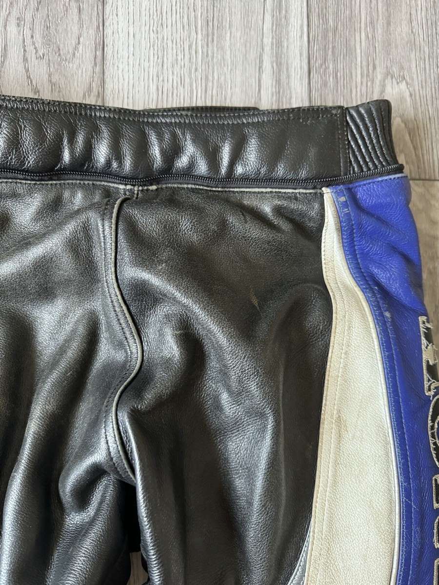 Vintage Motocross Leather Pants HONDA By FRANK THOMAS Black/Blue