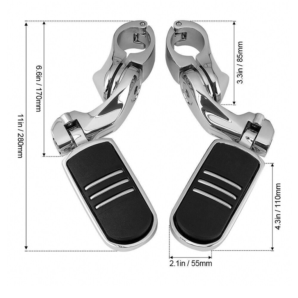 1.25 Short Highway Foot Pegs Pedals For Harley Touring Road King Street Glide Chrome