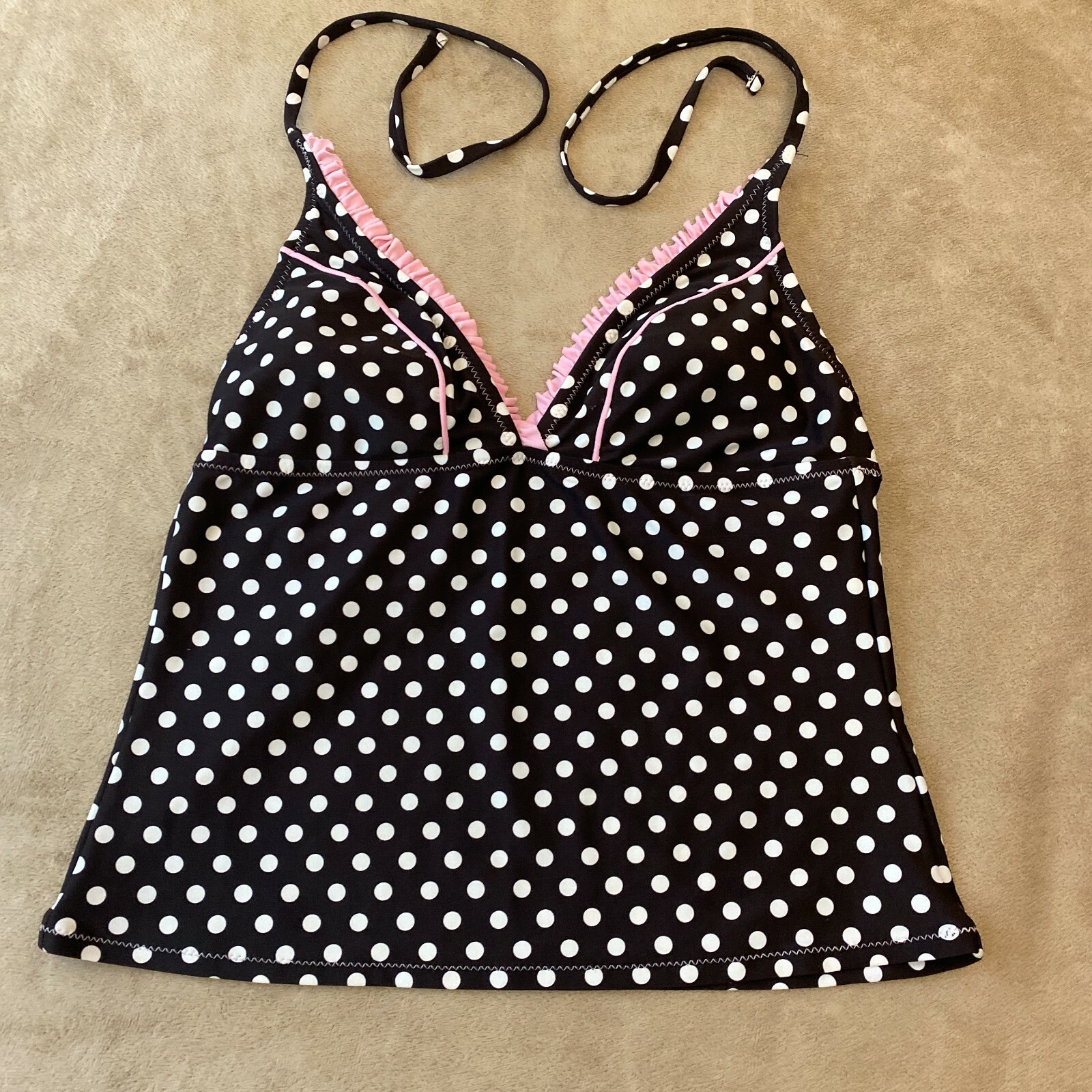 Apt 9 Womens Brown Polka Dot Padded Halter Neck Tankini Top Size 12 | eBay