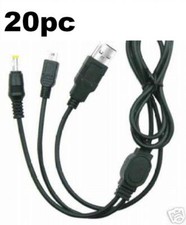 20 PC Lot 2in1 USB Charger Data Link Cable Sony PS2PS3PS4 Controller System PSP