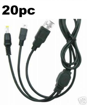 20 PC Lot 2in1 USB Charger Data Link Cable Sony PS2PS3PS4 Controller System PSP