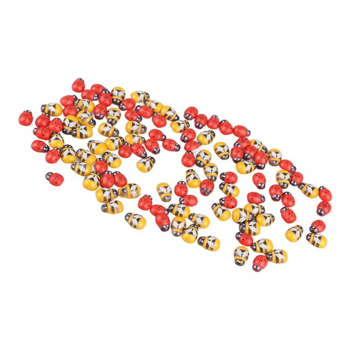 (Bees With Ladybirds Mixed Color)DIY Cartoon Buttons 100 Rounded Adhesive Fade