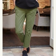 Frank Eileen Cropped Wicklow Chino Pants Raw Hem Green Sz Relaxed Fit Casual