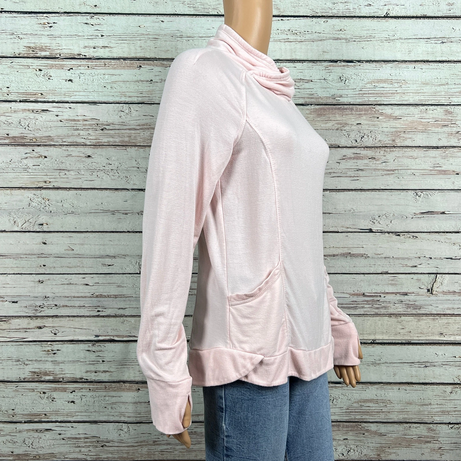 yogalicious high mockturtleneck pullover thumbholes sweatshirt