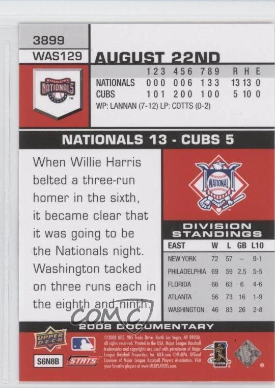 2008 Upper Deck Documentary Gold Austin Kearns #3899 - Image 2 of 2