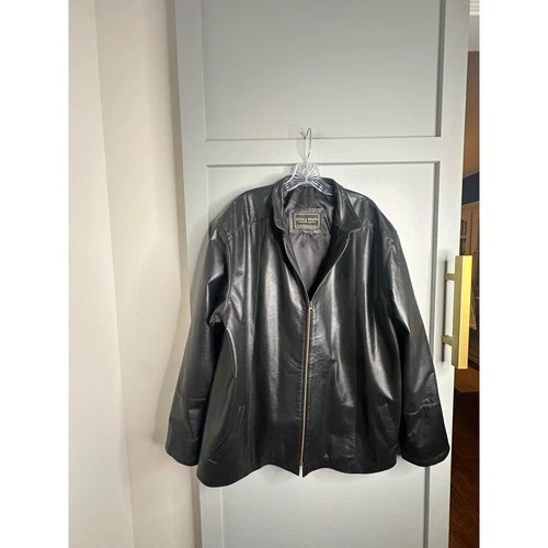 Silvia y Mario Buenos Aires Argentina Mens Black Leather Zip Up Jacket XL - product listing photo