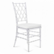 3 Pack Stackable Clear Acrylic Chiavari Chairs with Cushion for Wedding,Kitchen.