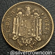 Spain 🇪🇸 Nationalist Gover-nt. 1 Peseta 1944. KM#767. One Dollar coin. WWII.