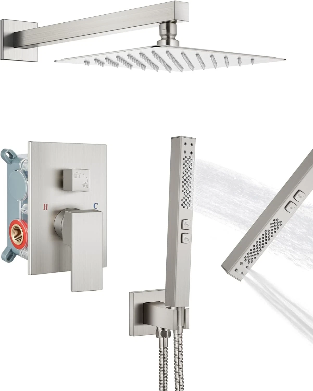 8 Inch Brushed Nickel Rainfall Shower Head System