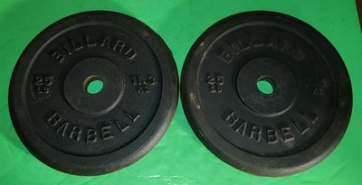 Pair Vintage Billard 25lb  Cast Iron Barbell Weight Plates Nice Standard 1 Inch