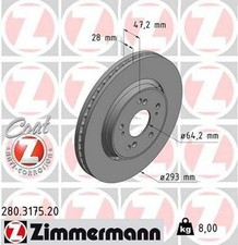 2x ZIMMERMANN Coat Z Disque de frein Avant pour HONDA CR-V III (RE) 293mm