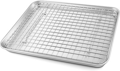 Baking Tray with Rack, 12.5 x 10 x 1 Inch Stainless Steel Toaster Oven Baking...