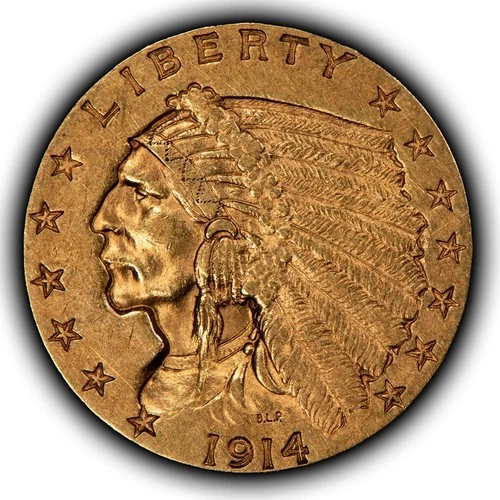 1914 G$2.50 Indian Head Gold Quarter Eagle - Authentic US Coin - XF/AU - G5799