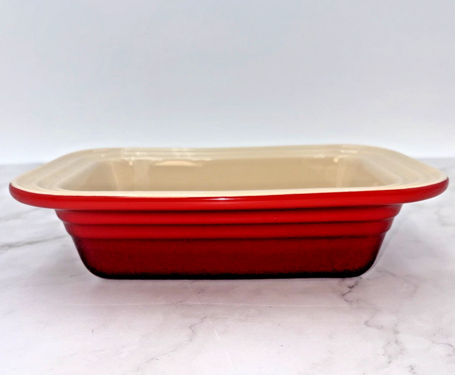 Le Creuset Stoneware Loaf Pan Meatloaf Pan Cerise Red Color No Lid 06.30