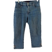 NYDJ Women's Capri Denim Jeans Size 4 Lift x Tuck Technology Stretch Tie Hem