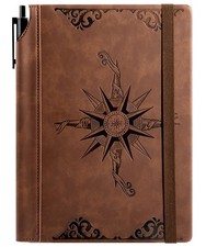 CAGIE Compass Leather Notebook Journal for Men, 100 GSM 288 Pages Lined Journals