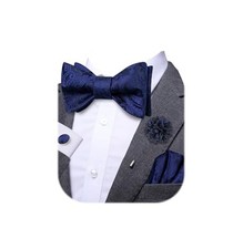 Self Tie Bow Ties and Lapel Pin for Men Paisley Solid Mens Bowtie Navy Blues